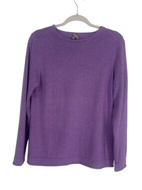 J Jill Pullover Sweater Medium Purple Heathered Knit Boat Neck Casual Preppy